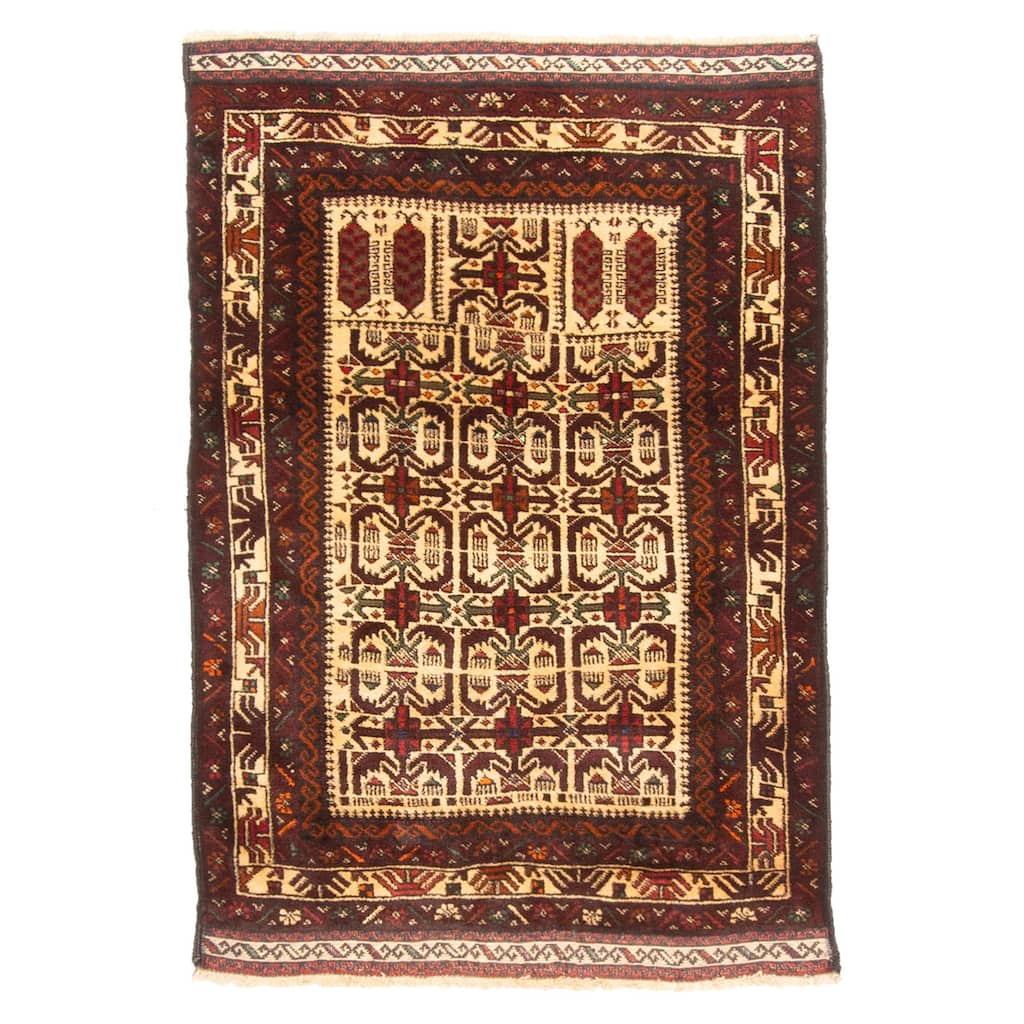 ECARPETGALLERY Hand-knotted Teimani Beige Wool Rug - 2'10 x 4'1