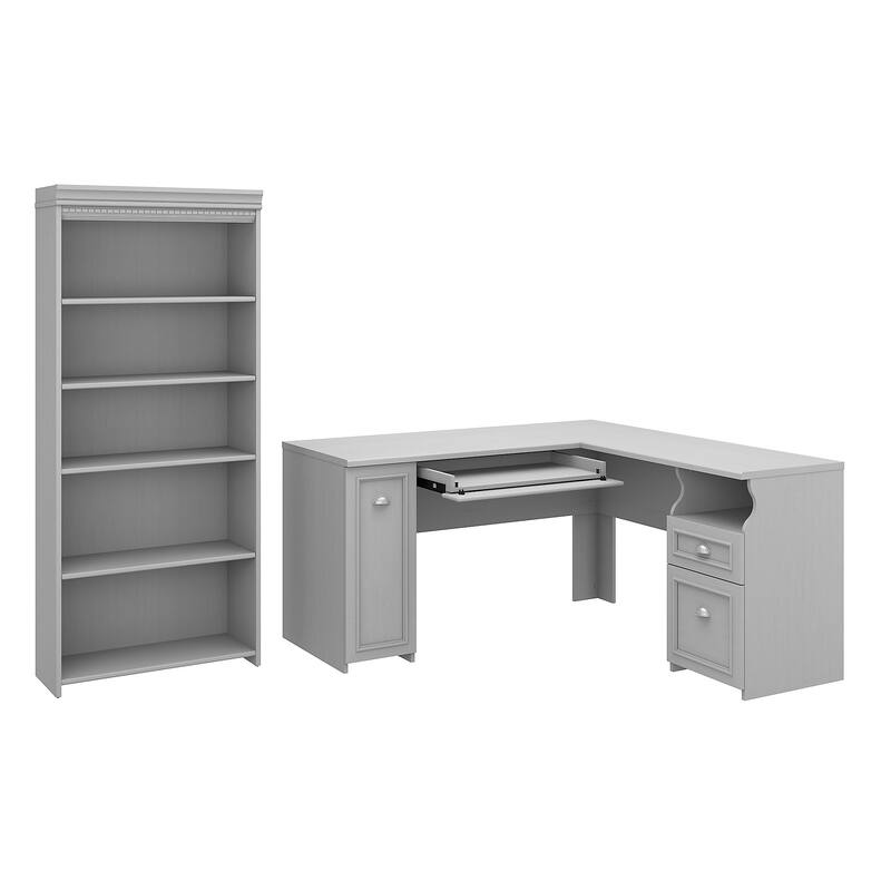 L-shaped Desk and 5-Shelf Bookcase