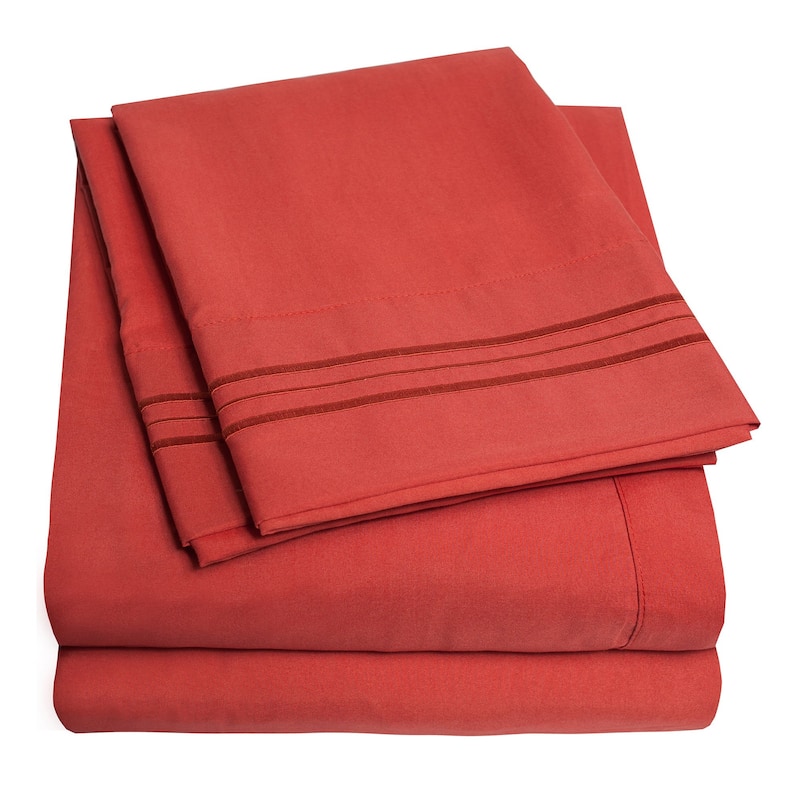 Incredibly Soft 4-piece Deep Pocket Bed Sheet Set in 4 Colors - Rust - Twin