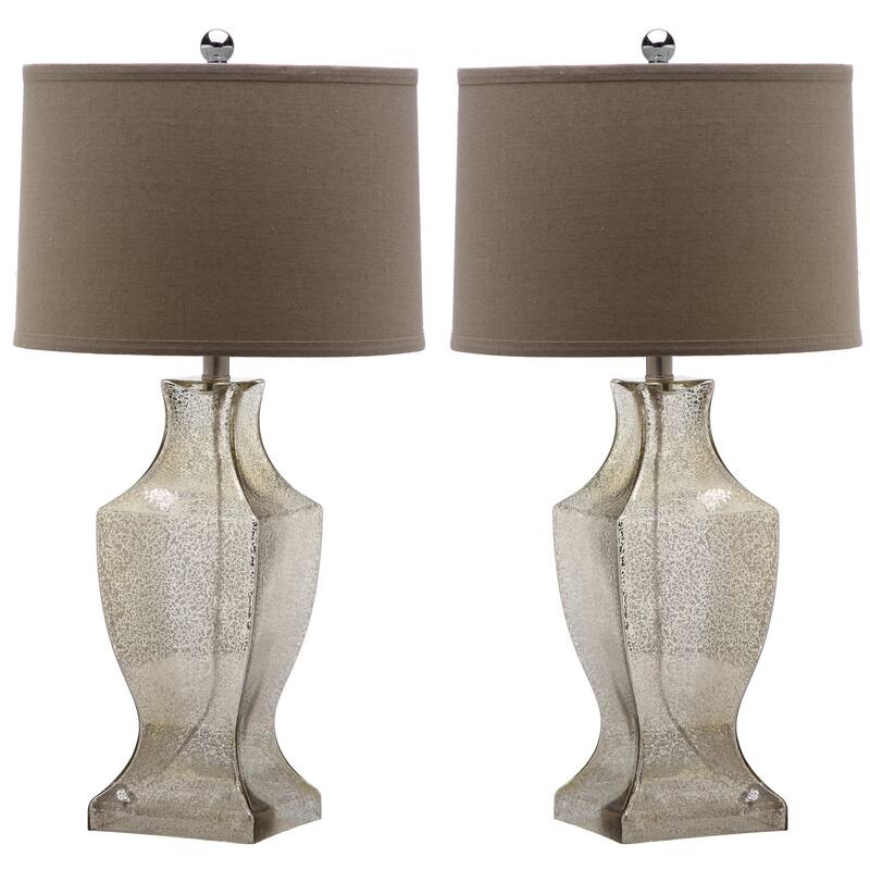 SAFAVIEH Lighting 29-inch Antique Silver Glass Bottom Lamp (Set of 2) - 15"x15"x29"