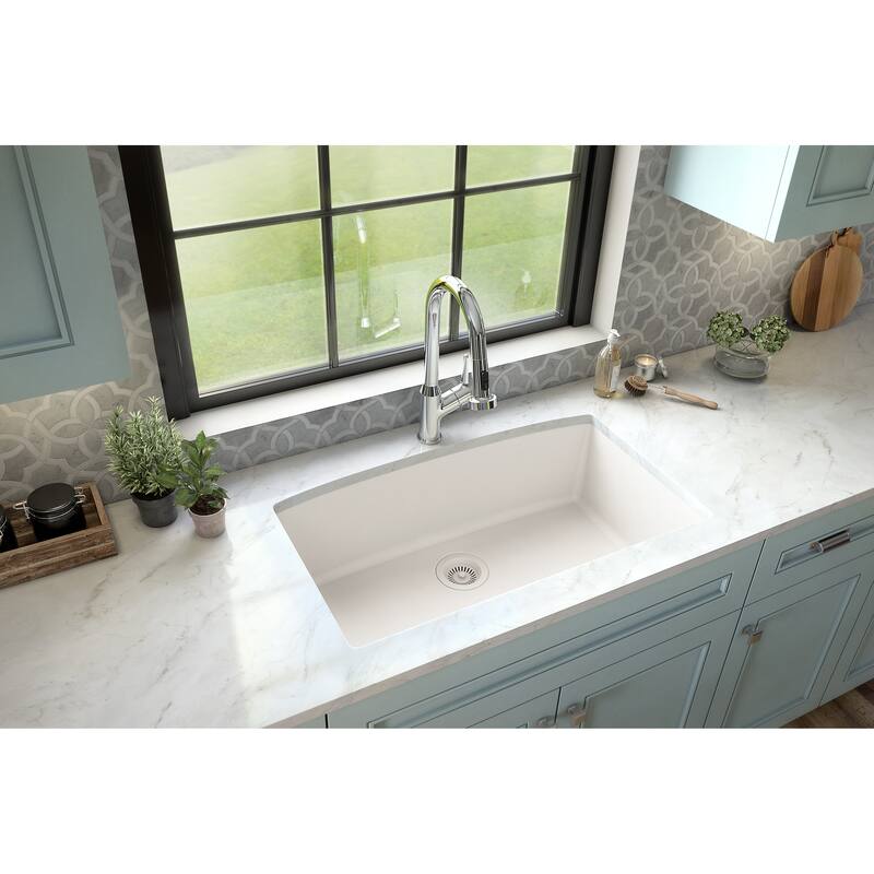 Karran Undermount Quartz 32 in. Single Bowl Kitchen Sink Kit