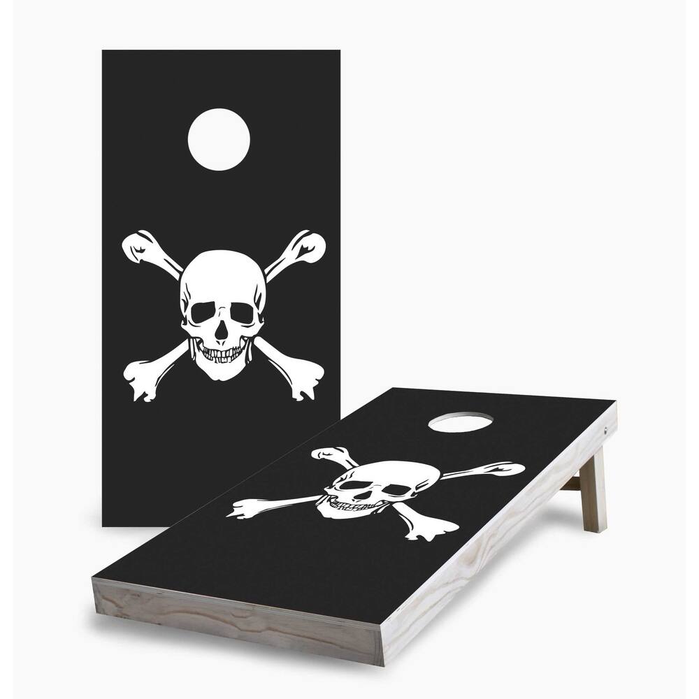 Black Skull and Crossbones Regulation 2x4 Cornhole Game Set
