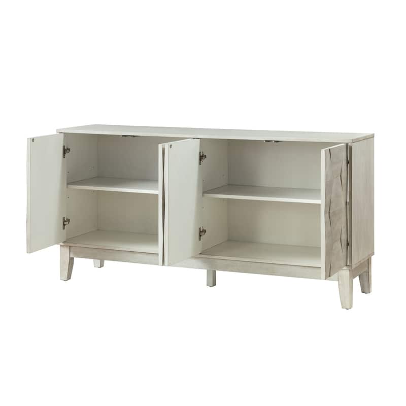 Silakan Mid-Century Modern 4-Door Large Storage Sideboard with Solid Wood Legs by HULALA HOME