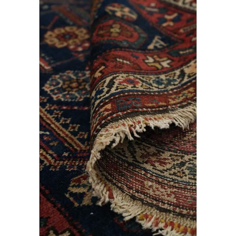 Hand Knotted Oriental 100% Wool Carpet Traditional Geometric Navy Blue & Blues Mahal Area Rug - 6' 5'' X 3' 6''