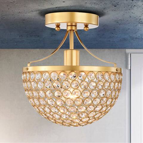 Laverna Semi-Flush Mount Crystal Ceiling Light Matte Gold Finish 1-Light - N/A