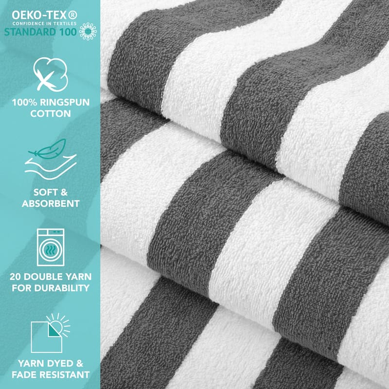 Arkwright California Cabana 4-Piece striped Beach Towel Set - 30x70