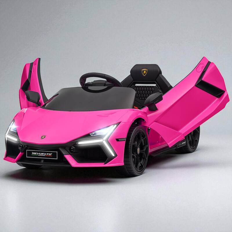 Lamborghini Revuelto Licensed 12V Kids Electric Car, Hydraulic Doors, Remote Control, 3 Speeds, Music & Lights - Pink