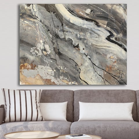 Designart 'Fire and Ice Minerals II' Gallery-wrapped Canvas Wall Art - Black