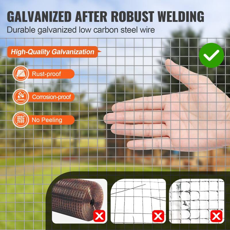 Hardware Cloth, Hot Dipped Galvanized Wire Mesh Roll, Chicken Wire Fencing, Wire Mesh for Rabbit Cages, Garden - Silver