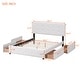 preview thumbnail 8 of 12, Queen Size Murphy Bed Wall Bed w/ Drawer and a set of Sockets & USB Ports, Pulley Structure Design for Kids Teens Adults, White