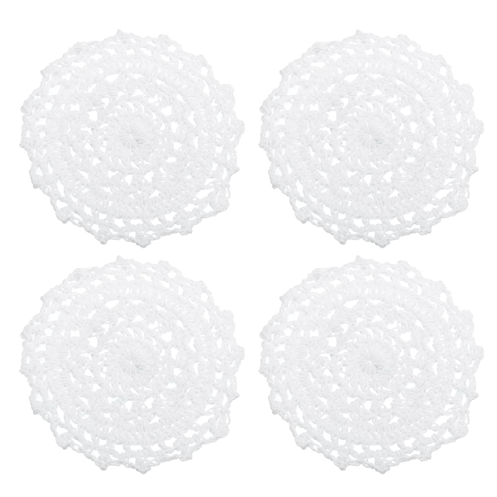 Fabric Coasters, 4pcs 4" - Cotton Woven Crochet Placemats with Floral - 100mm