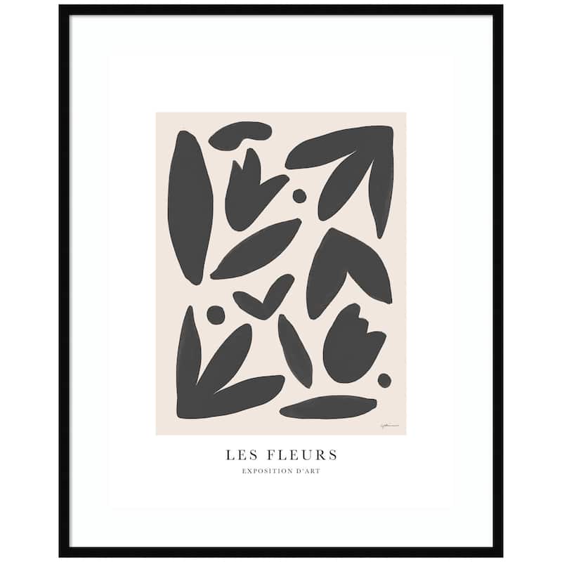 Kate and Laurel Exposition d Art Les Fleurs by Gabrielly Guedes Framed Wall Art Print - 33x41 - Black