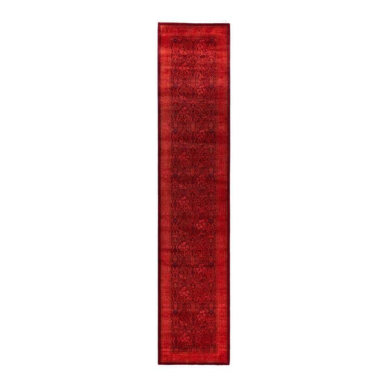 Contemporary Overdyed Wool Hand Knotted Runner - 2' 7" x 12' 5"