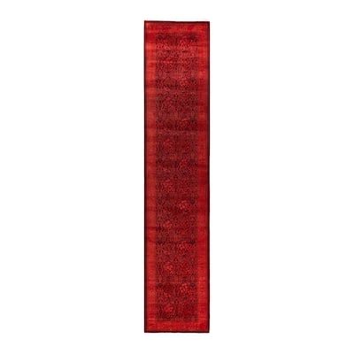 Contemporary Overdyed Wool Hand Knotted Runner - 2' 7" x 12' 5"