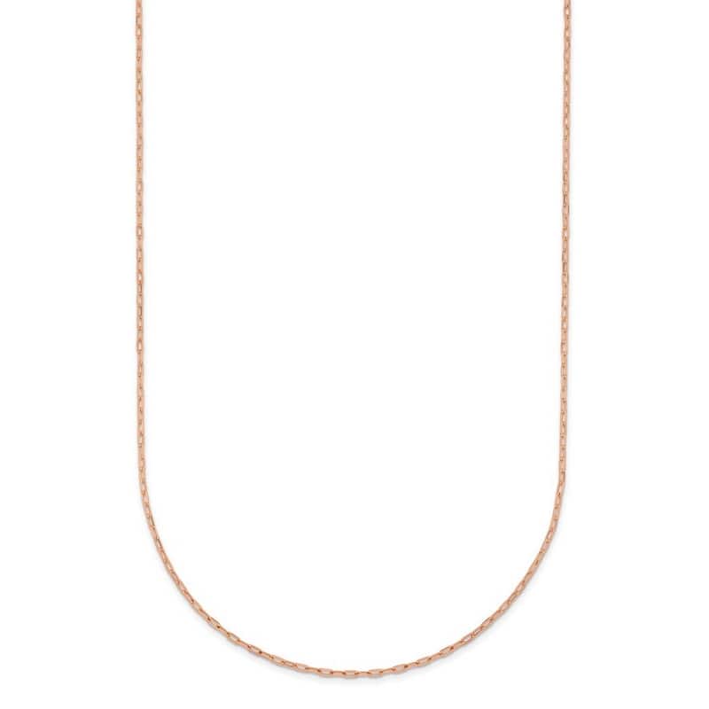 Curata Italian 14k Rose Gold 0.9mm Solid Flat Cable Chain Necklace (Lobster)