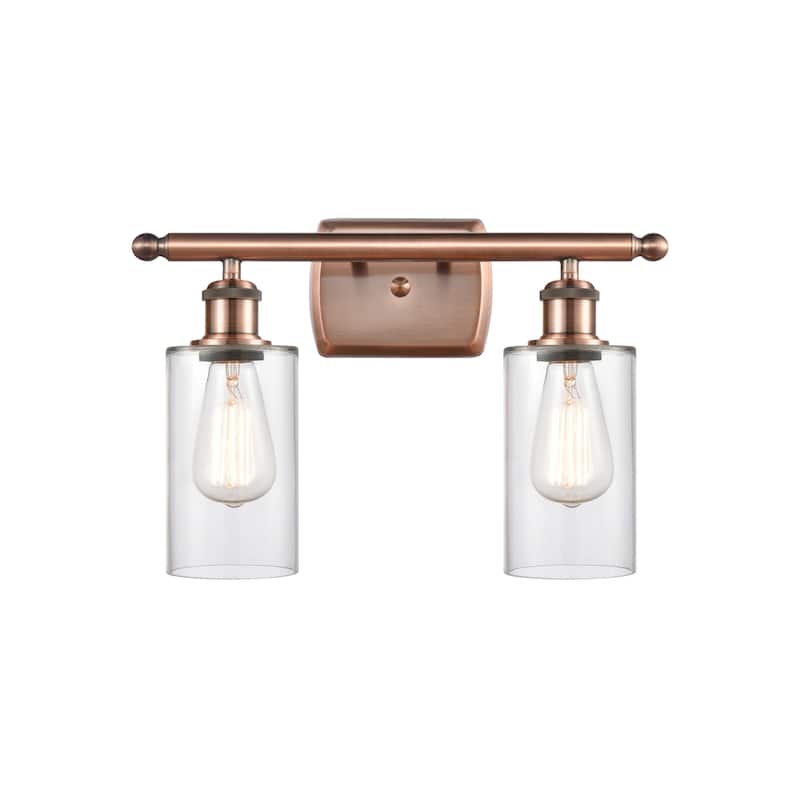 Innovations Lighting 516-2W-12-16 Clymer Vanity Clymer 2 Light 16" - Clear / Antique Copper