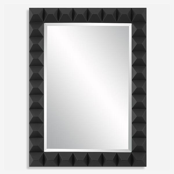 slide 2 of 6, Uttermost 09941 Studded 31-3/4"W x 43-1/4"H Rectangular Beveled Accent Black
