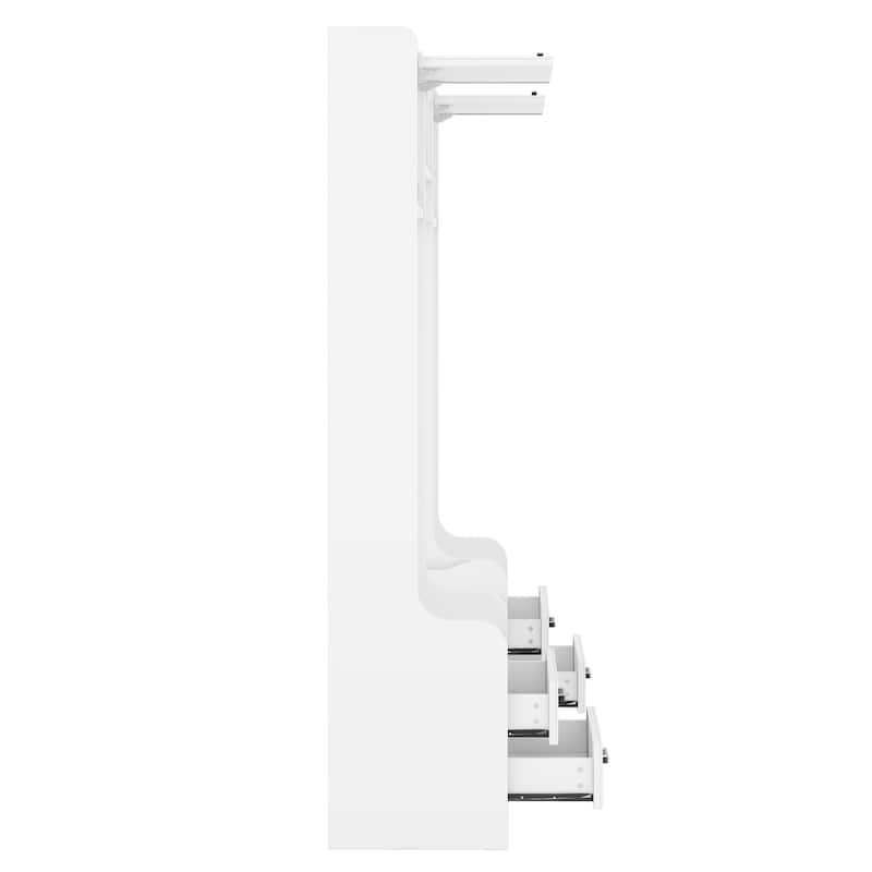 GDFStudio - Janet 4 in 1 Detachable Hall Tree with Coat Hooks, Storage Cabinet and Shoe Bench for Entryway or Hallway