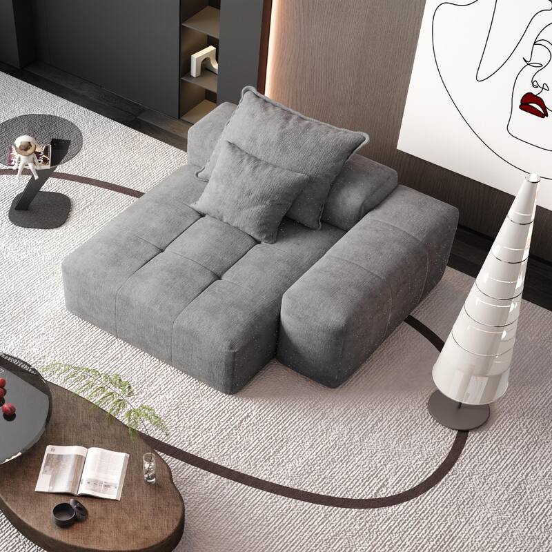Modern DIY Combination Tufted Modular Sofa with 2 Pillows - Grey