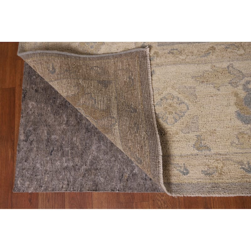 Vegetable Dye Gray Oushak Turkish Area Rug Hand-Knotted Wool Carpet - 9'4" x 12'4"