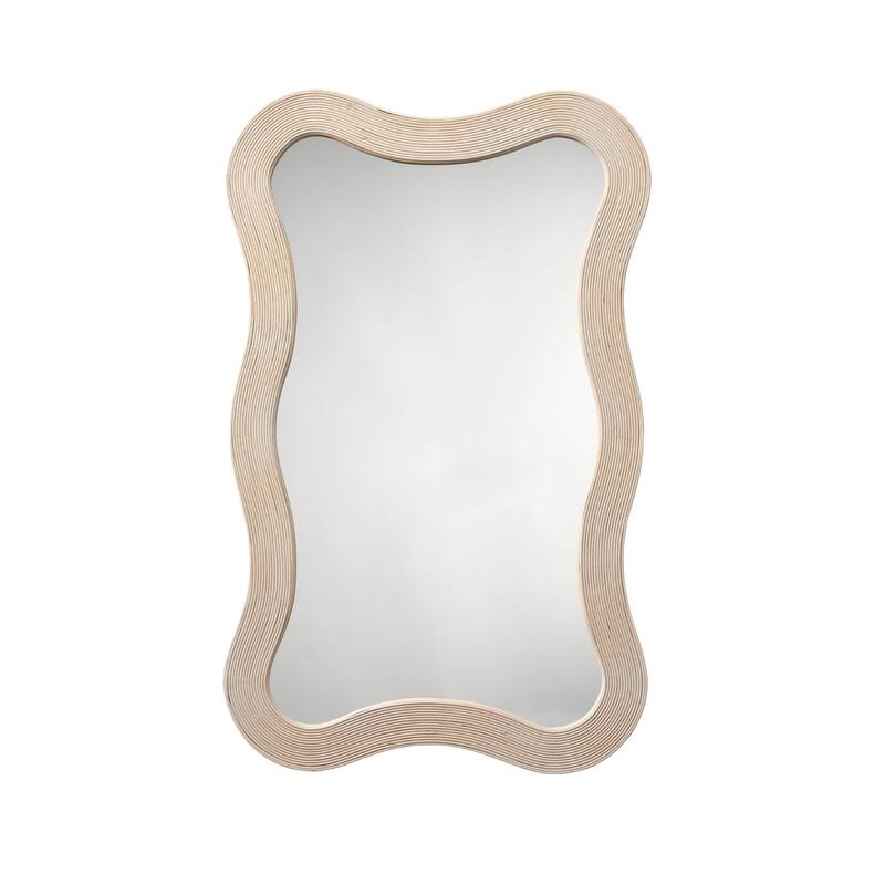 Jamie Young Deli Wavy Bamboo Wall Mirror - Beige/Silver