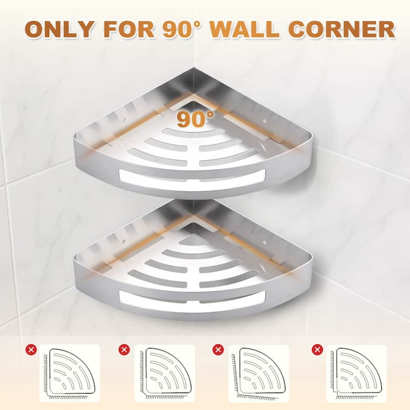 WOWOW Two Piece Stainless Steel Modern Wall Mounted Storage Basket - N/A