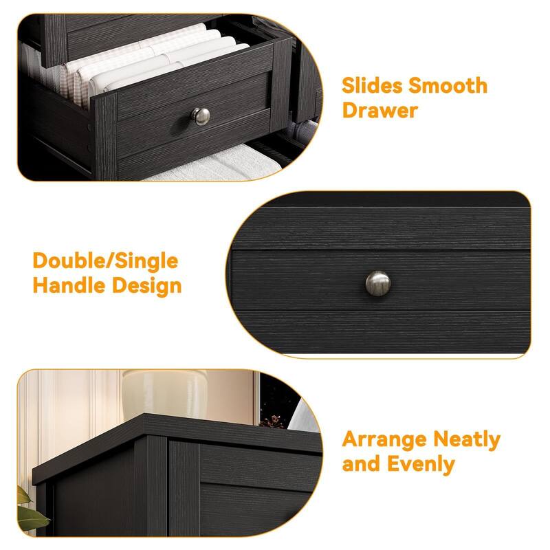 Dresser for Bedroom,Withe Long Wood Dresser with 12 Drawers,Storage Chest of Drawers with Plug-in Charging Hub