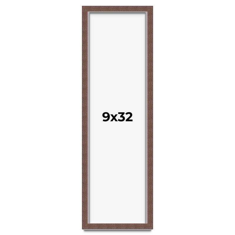 9x32 Shadow Box Frame Brown | 1.125 inches Deep Real Wood Rustic