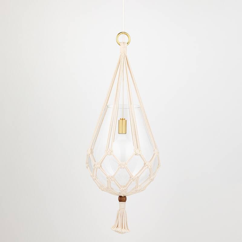 The Curated Nomad Tamarack 1-light Aged Brass Pendant with Clear Glass