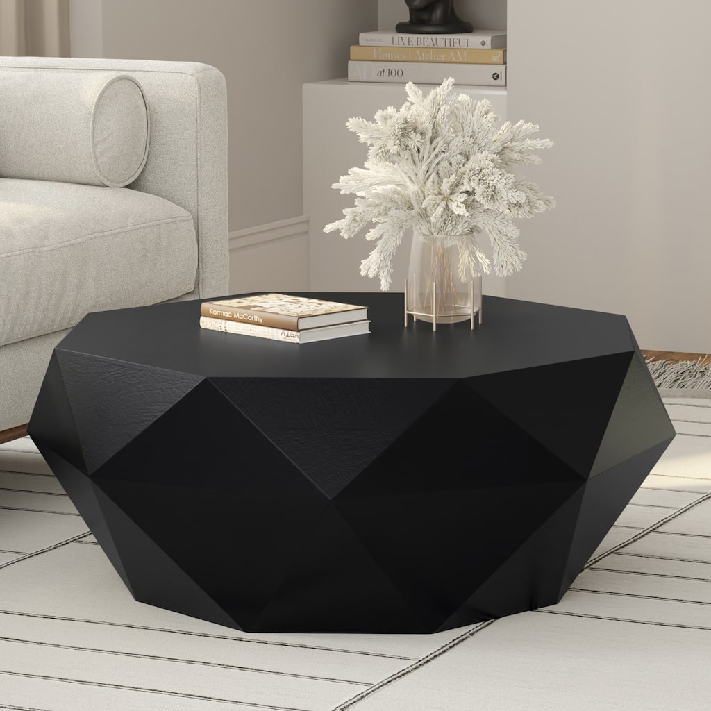 WYNDENHALL Paros SOLID ACACIA WOOD 35 inch Wide Irregular Contemporary Coffee Table Fully Assembled