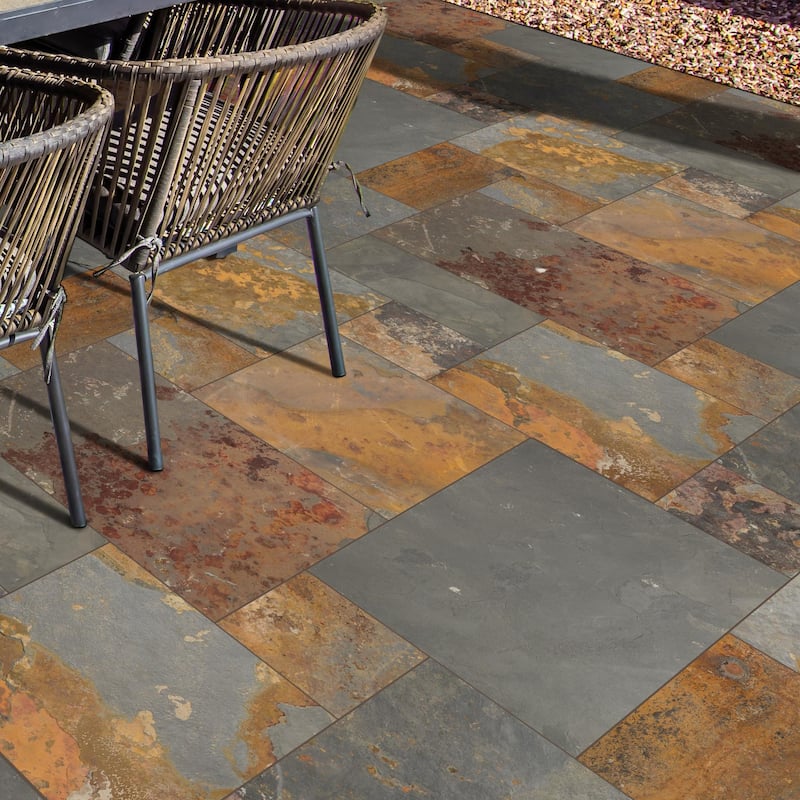 Ackland AKTLT-PATG-PL 16" x 16" Block Random Floor and Wall Tile - - Sierra Gold