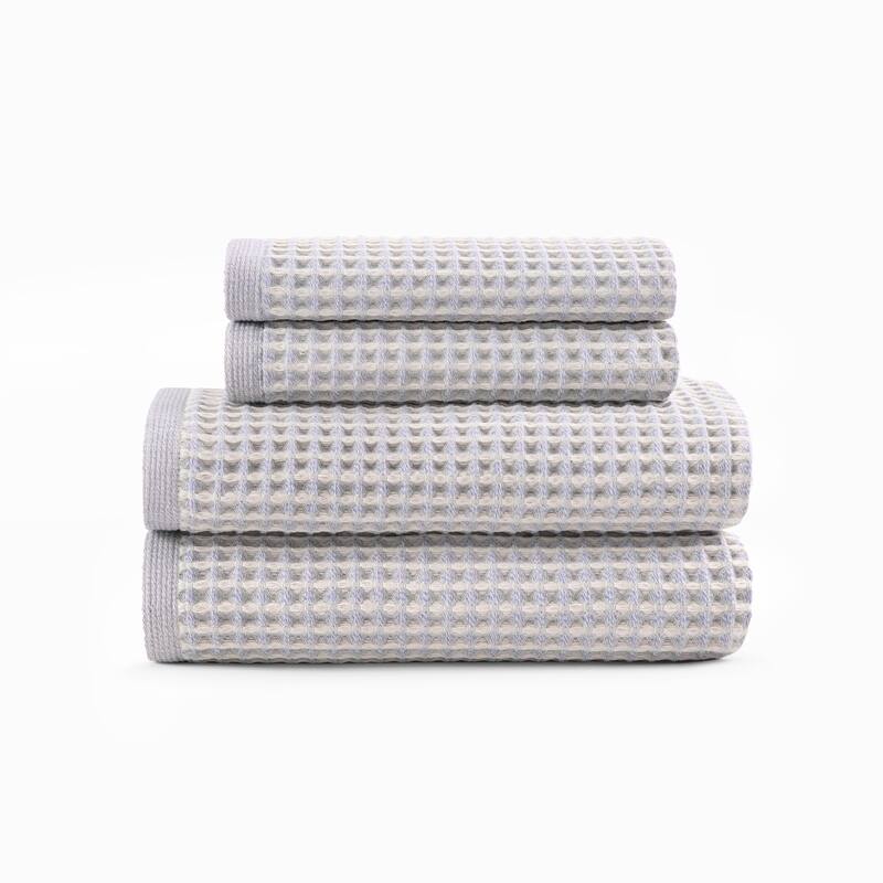 DKNY PURE Yarn Dyed Waffle Bath and Hand Towel 4-piece Set