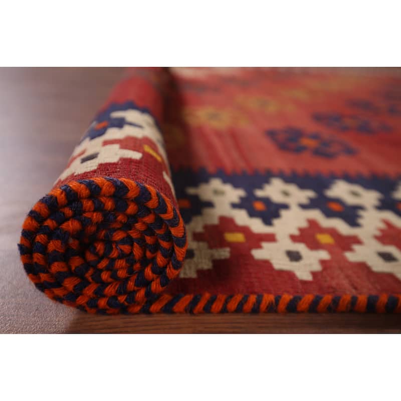 Kilim Qashqai Nomadic Persian Vintage Hand-Woven Tribal Wool Carpet - 5'0"x 9'7"