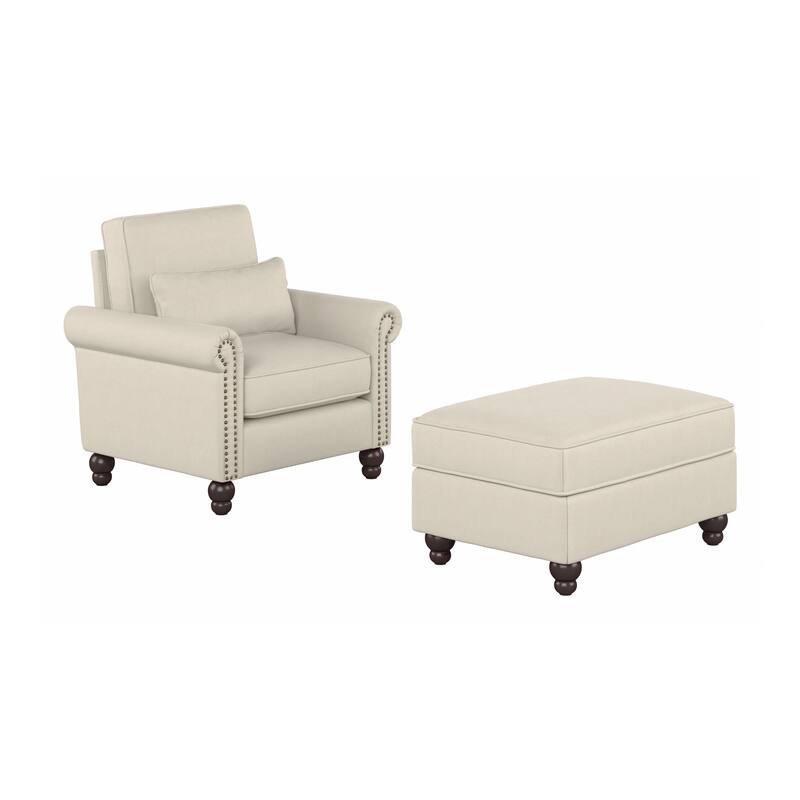 Bush Furniture Coventry Living Room Accent Chair with Ottoman Set