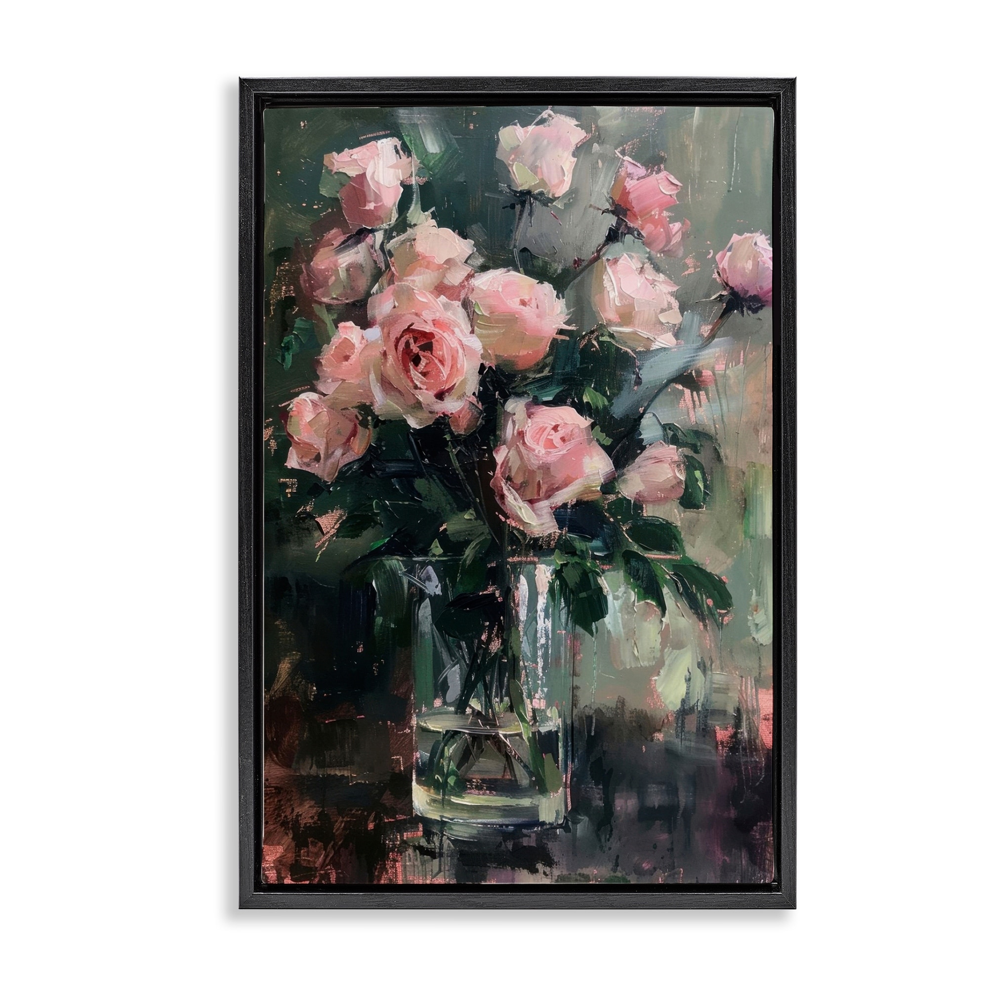 Stupell Pretty Pink Roses Vase Framed Floater Canvas Wall Art Design By LSR Design Studio
