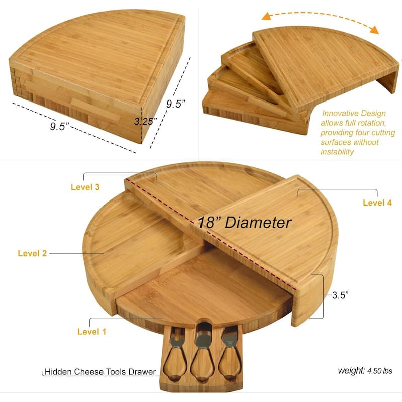 Picnic at Ascot Charcuterie board. New Patented Design Saves Space & Stores Cheese Tools