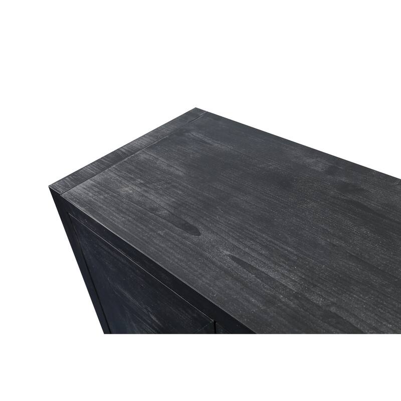 Roomfitters 4-Door Accent Cabinet with Carved Flower Handles, Antique Storage Sideboard for Living Room