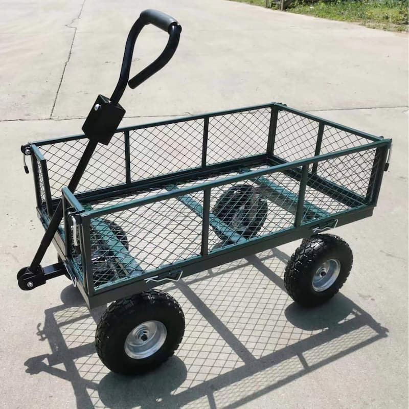 Steel Mesh Garden-Greenhouse Wagon with Foam Wheels - 40"L x 20"W x 22"H, 40lbs