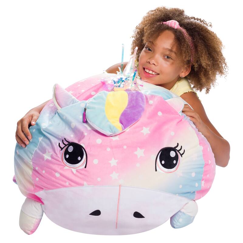 Stuffed Animal Storage Bean Bag Chair Cover only for Kids, Toy Holder
