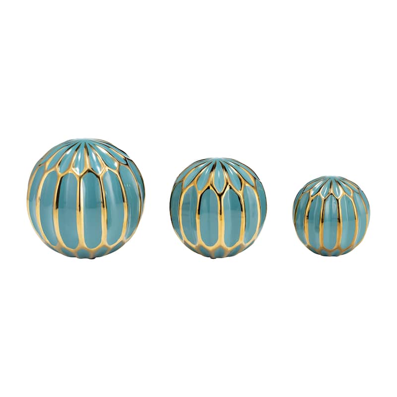 Accented Abstract Modern Coastal Decorative Orbs Set of 3