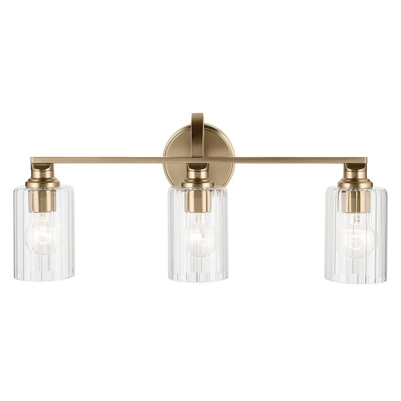 Kichler Lighting Gioe 24.25" 3-Light Vanity Light with Clear Fluted Glass in Champagne Bronze
