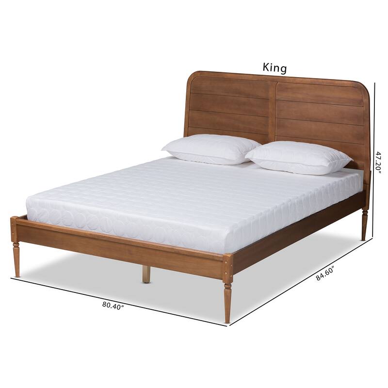 Kassidy Classic and Traditional Wood Platform Bed-Walnut Brown