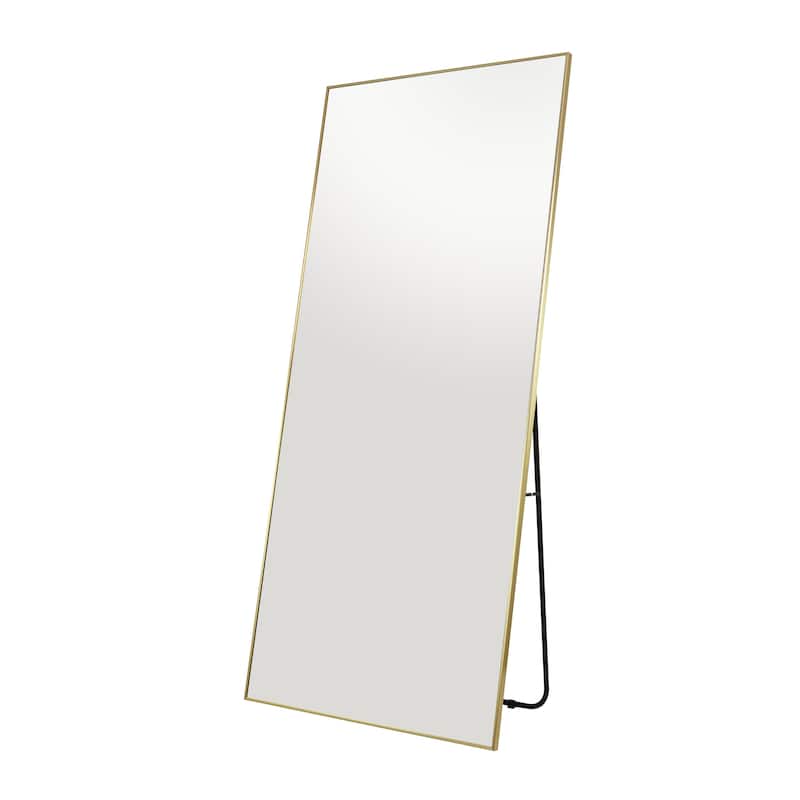 Metal Floor Mirror with Stand - Silver or Gold - CosmoLiving by Cosmopolitan - Gold - 31"W, 69"H
