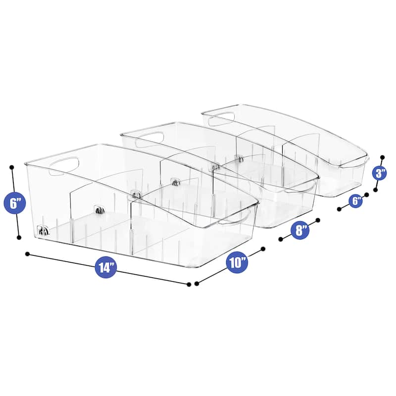 Sorbus Clear Organizing Bins on Wheels - 15.3 x 10.75 x 7.75