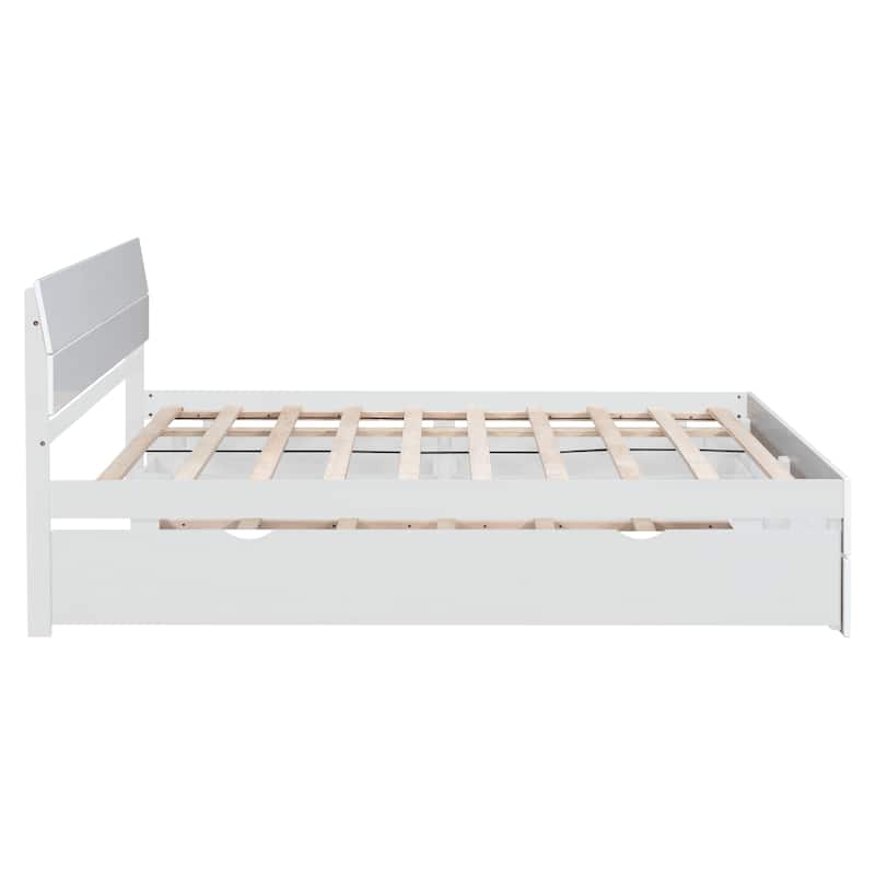 Full Platform Bed with Trundle and Drawers