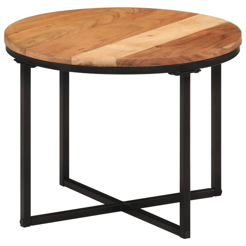 vidaXL Coffee Table 17.7"x17.7"x13.8" Solid Wood Acacia and Iron - 17.7" x 17.7" x 13.8"