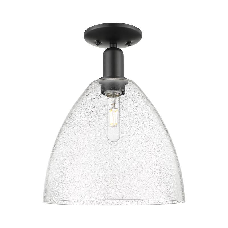 Innovations Lighting 716-1C-15-12 Bristol Semi-Flush Bristol 12" Wide - Matte Black / Seedy
