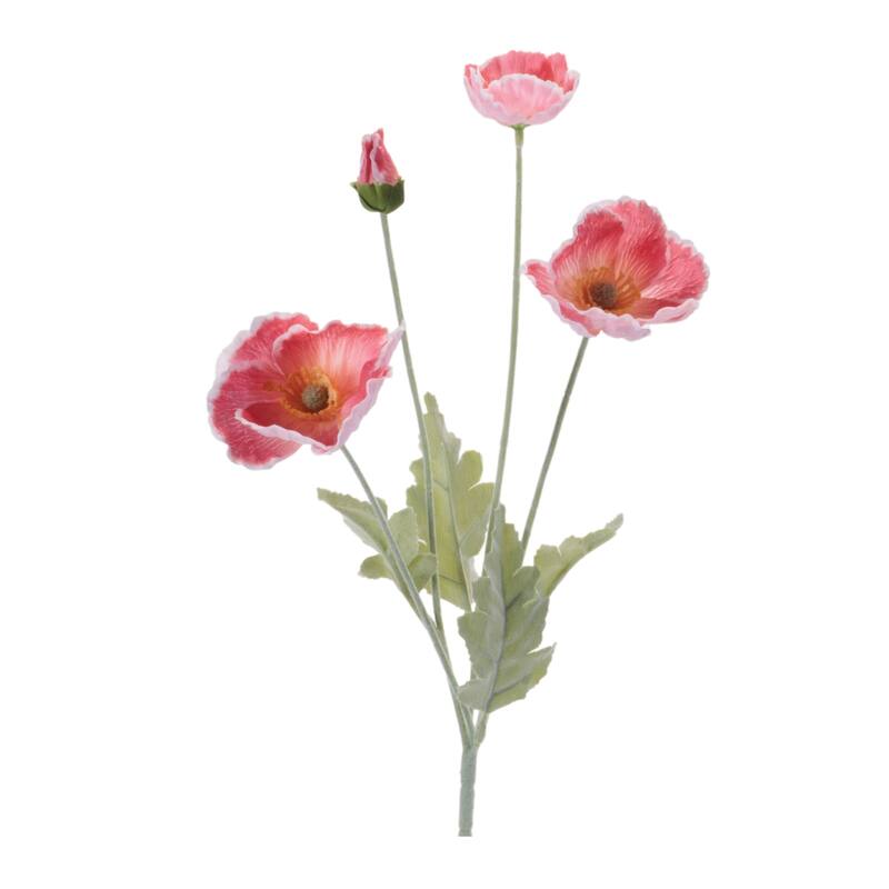 Poppy Floral Artificial Sprays - 25" - Red - Set of 6