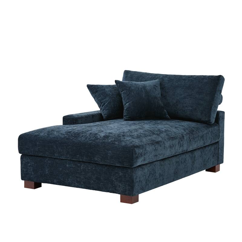 Plush Chenille Single Modular Sectional Sofa Chaise with Pillows
