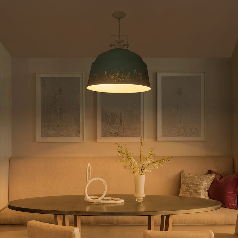 3-Light Industrial Pendant Light with Distressed Metal Dome Shade - 3-Lights